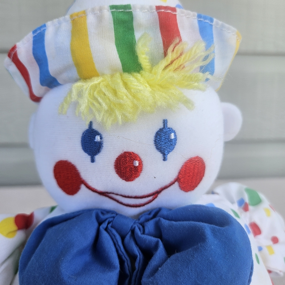 Eden Wind-Up Musical Circus Clown Plush 13" Vintage Stain White Multicolor - Picture 6 of 10